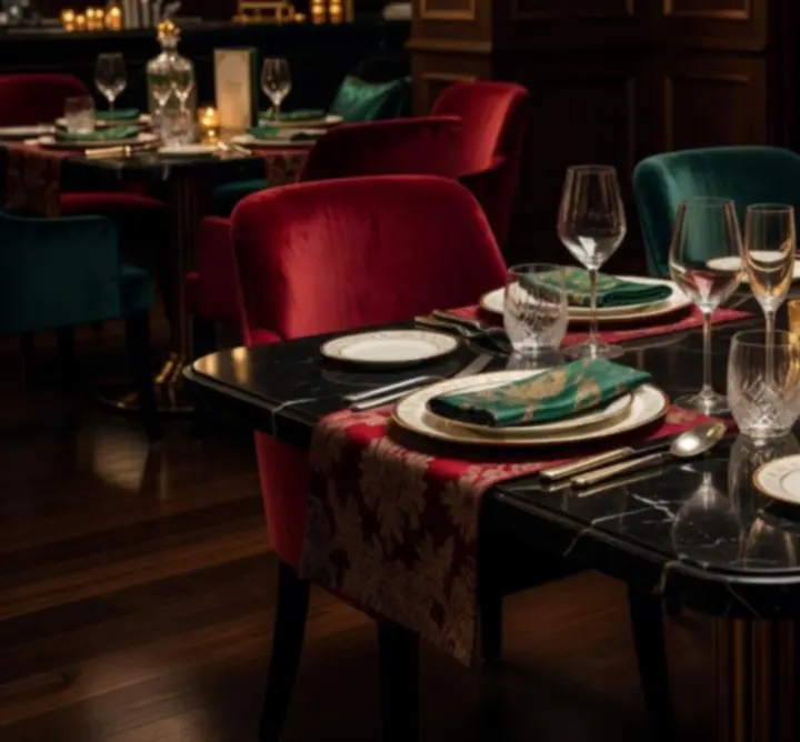 Elegancko nakryty stolik w luksusowej restauracji Nocna Strefa