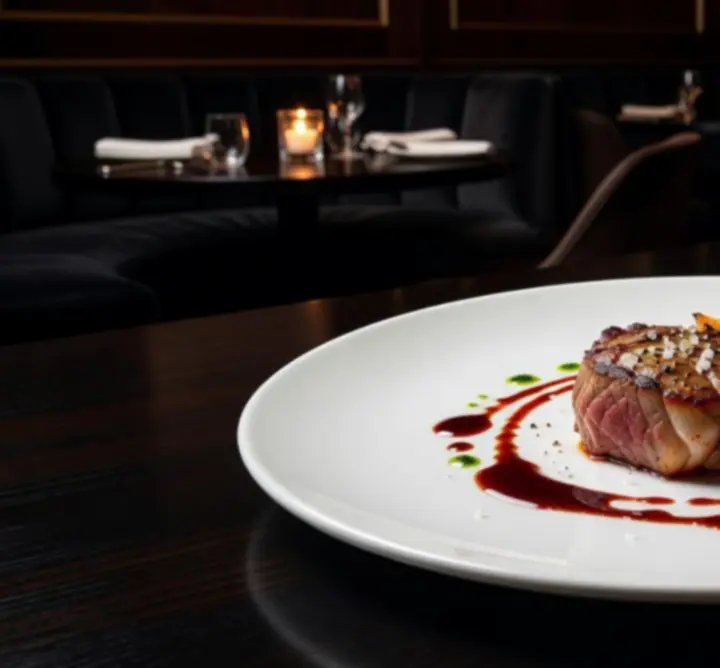 Wykwintne danie główne serwowane w stylu fine dining w Nocnej Strefie