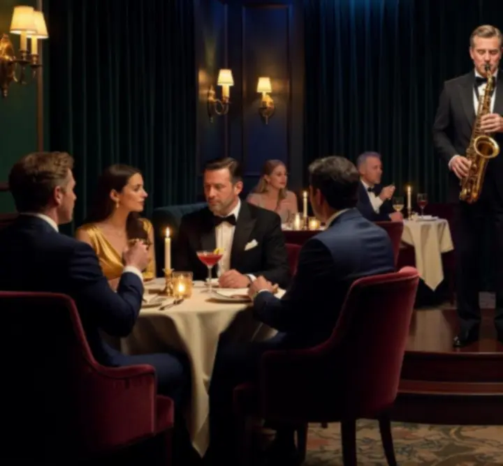 Wieczór z muzyką na żywo w eleganckiej nocnej restauracji