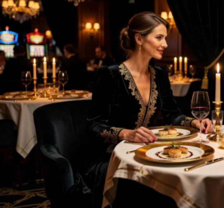 Elegancka para podczas kolacji w luksusowej restauracji Nocna Strefa